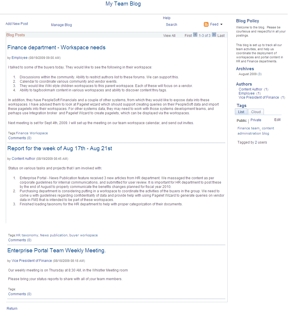 Post details page (reader view)