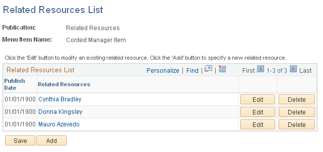 Related Resources List page
