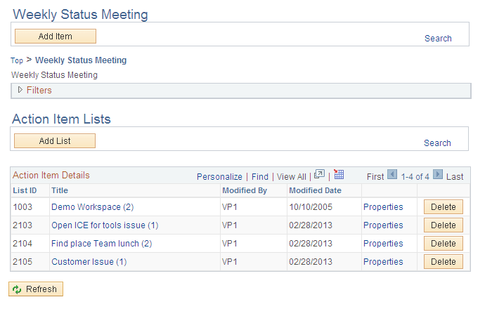 <><Action Item List> homepage