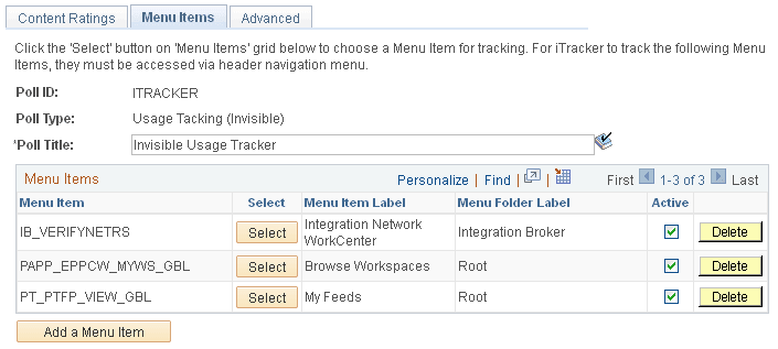 Adding a menu item to iTracker