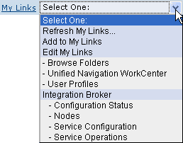 My Links in the portal header