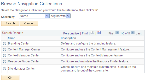 Browse Navigation Collections page