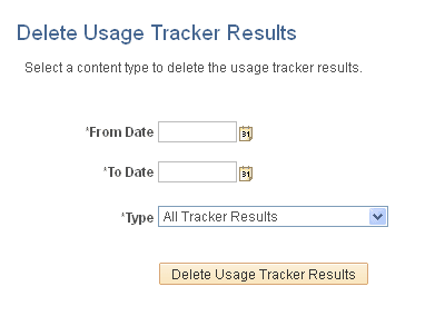 Delete Usage Tracker Results page