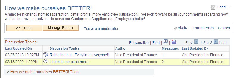 <><Discussion Forum> homepage (contributor view)