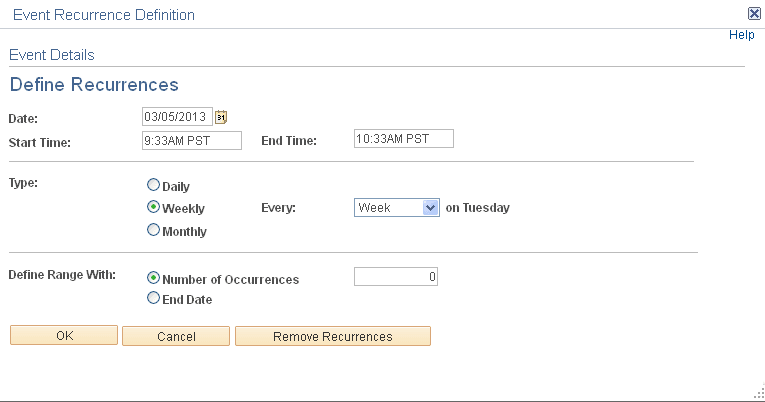 Define Recurrences page