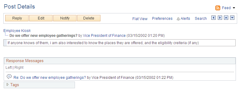 Post Details page (topic selected)