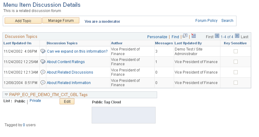 Discussion forum homepage (discussion started from the Related Discussion pagelet)
