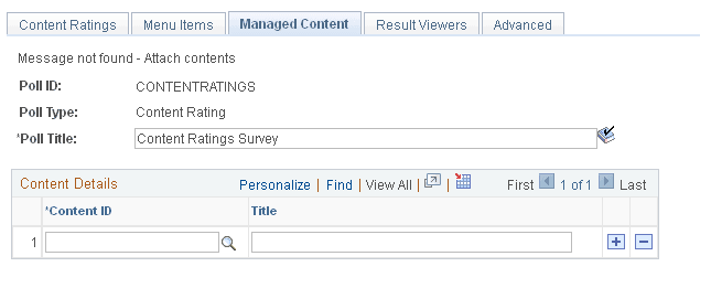 Maintain Content Ratings - Managed Content page