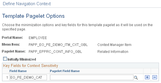 Template Pagelet Options page