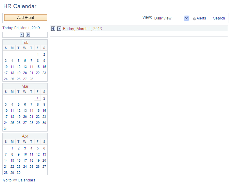 Calendar homepage (daily view)