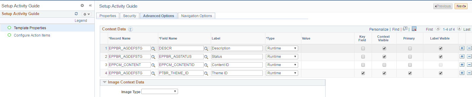 Template Properties_Advanced Options page