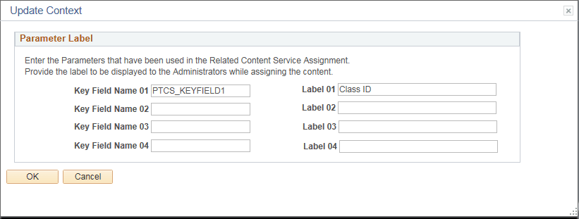 Update Context modal window