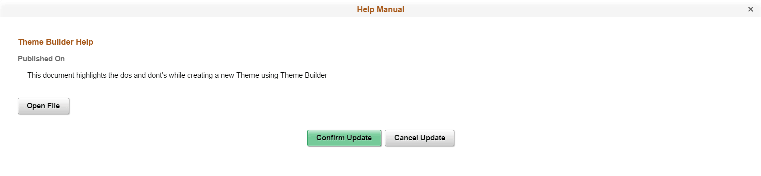 Confirm Update screen