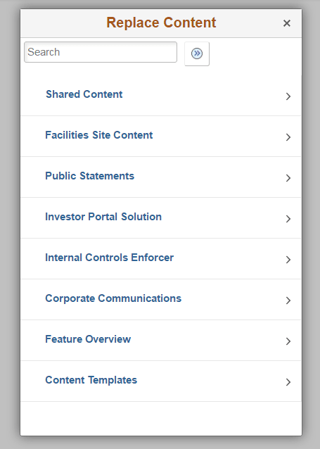 Replace Content modal window