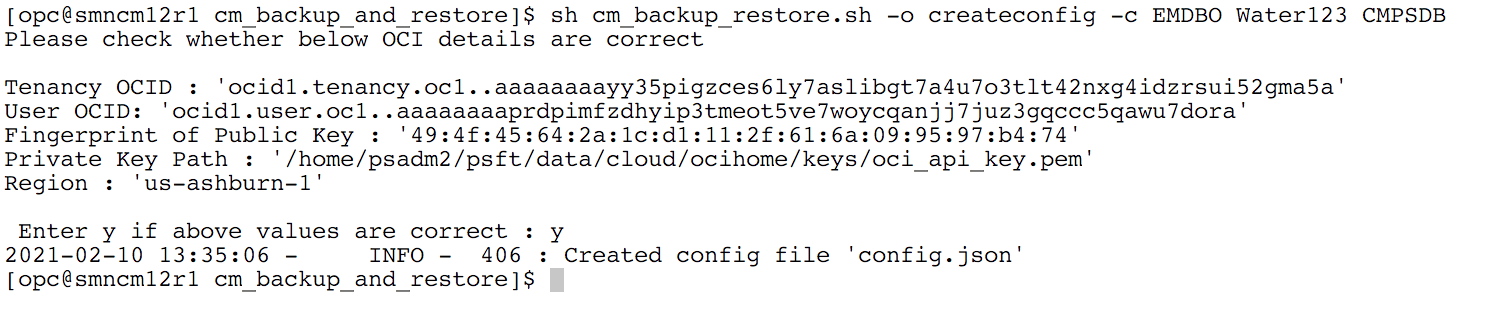 Example accepting default values