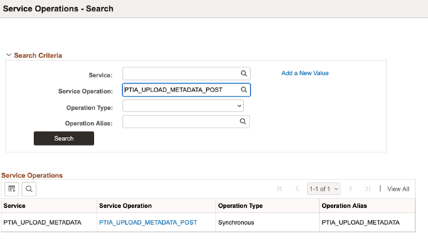 Service Operations - Search page