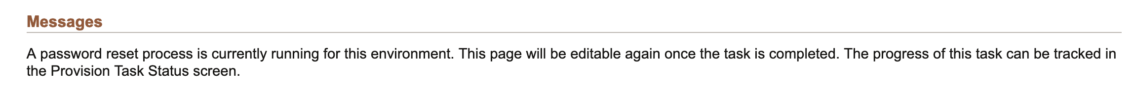 Messages section on Manage Passwords page