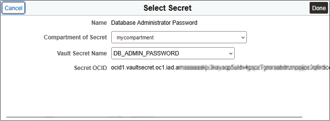 Password Group - Select Secret dialog box