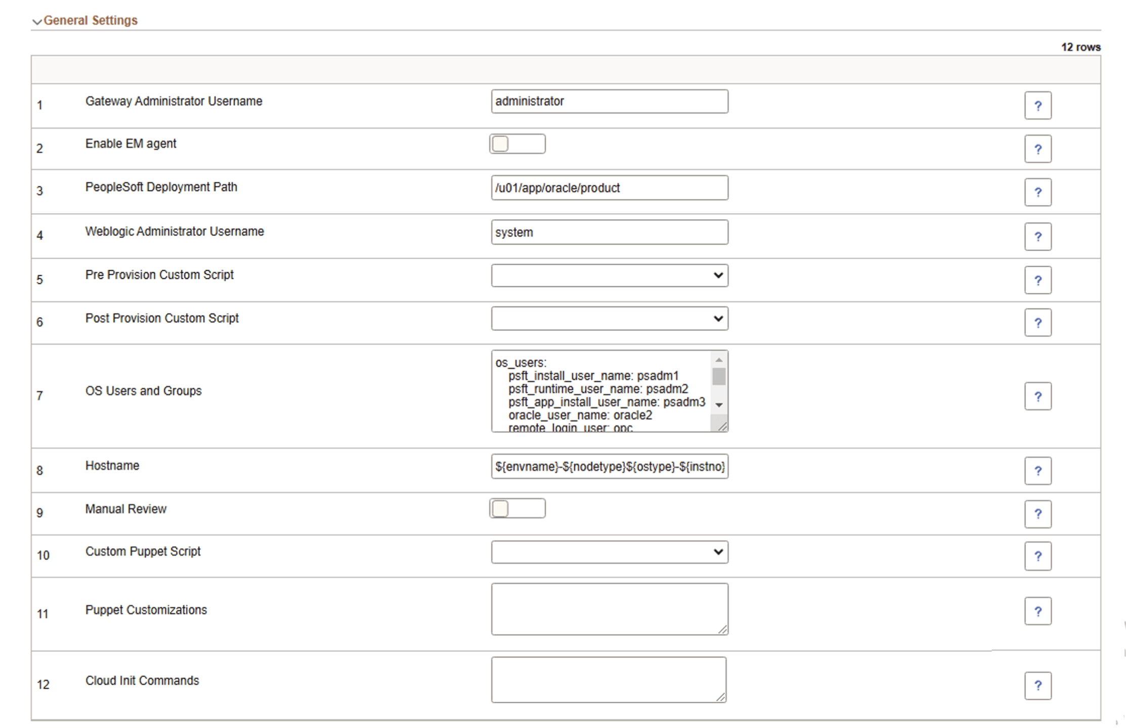 Middle Tier - General Settings for Web Server