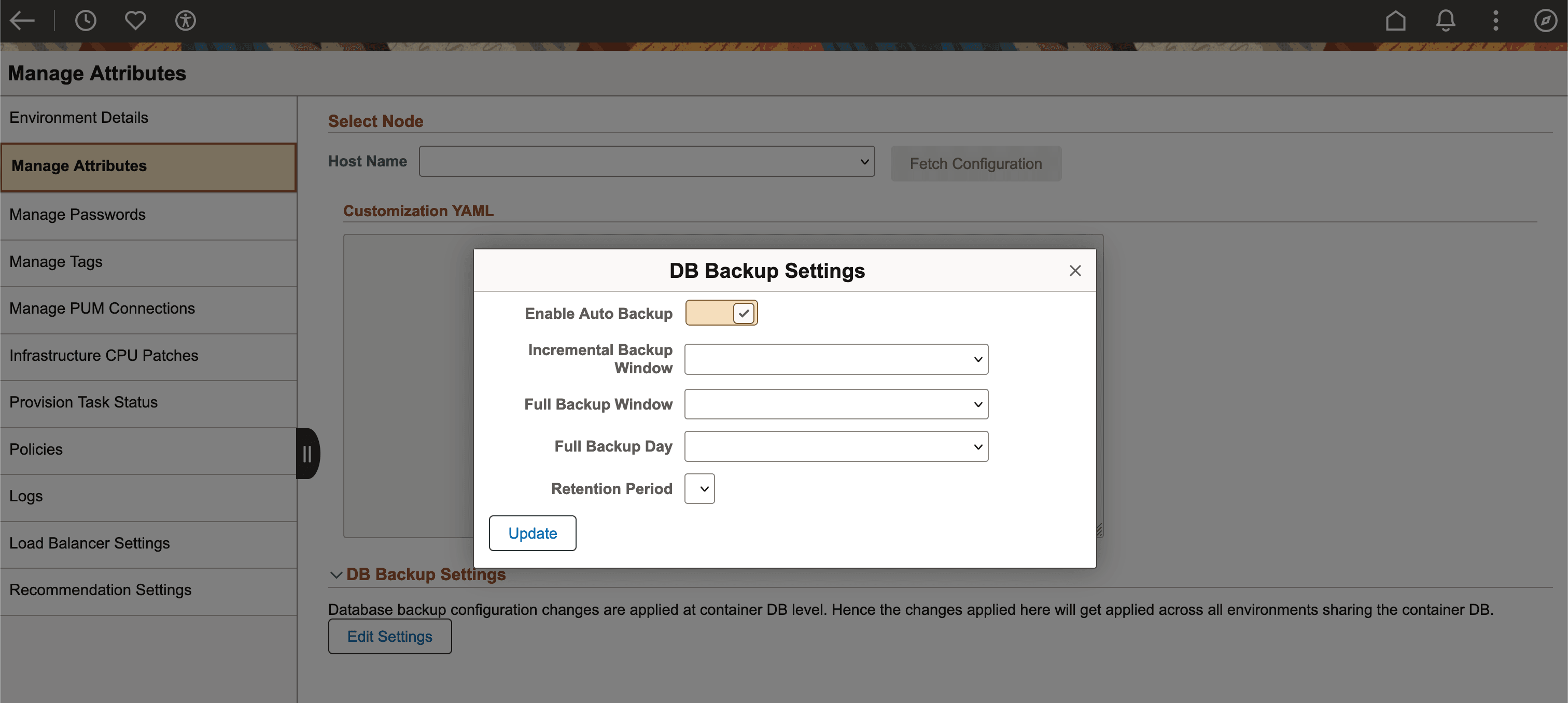DB Backup Settings