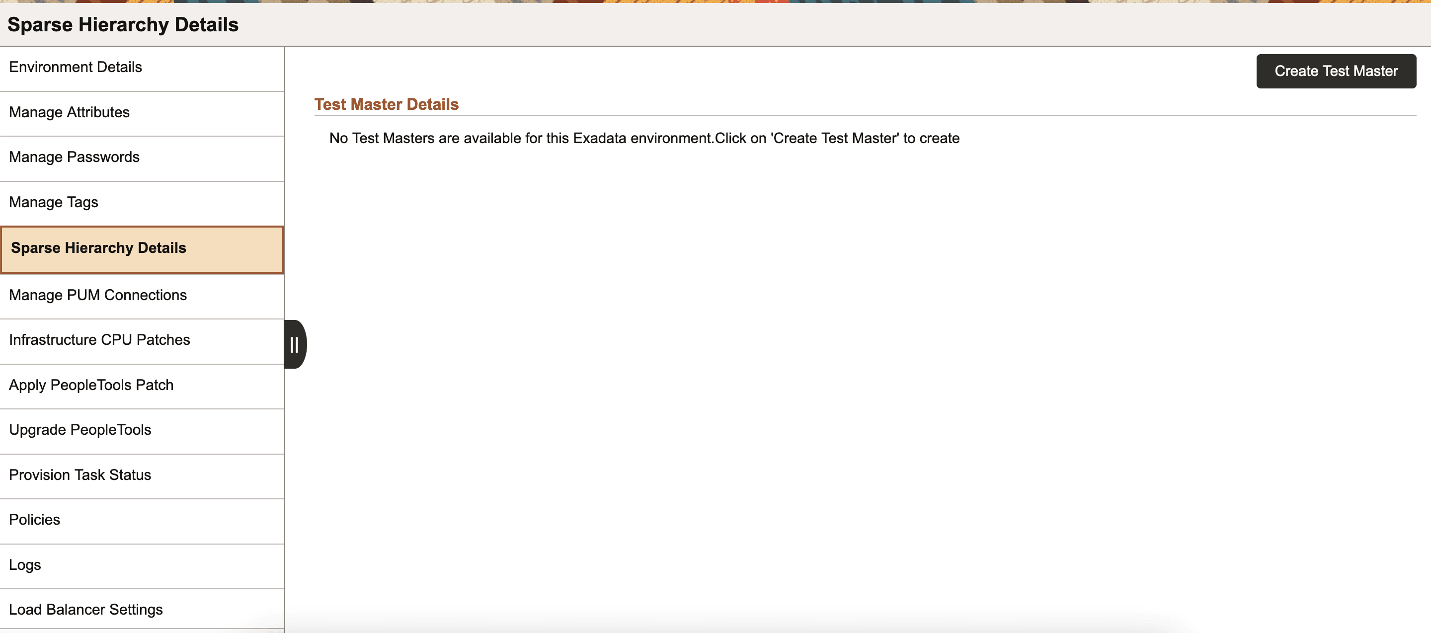 Create Test Master button