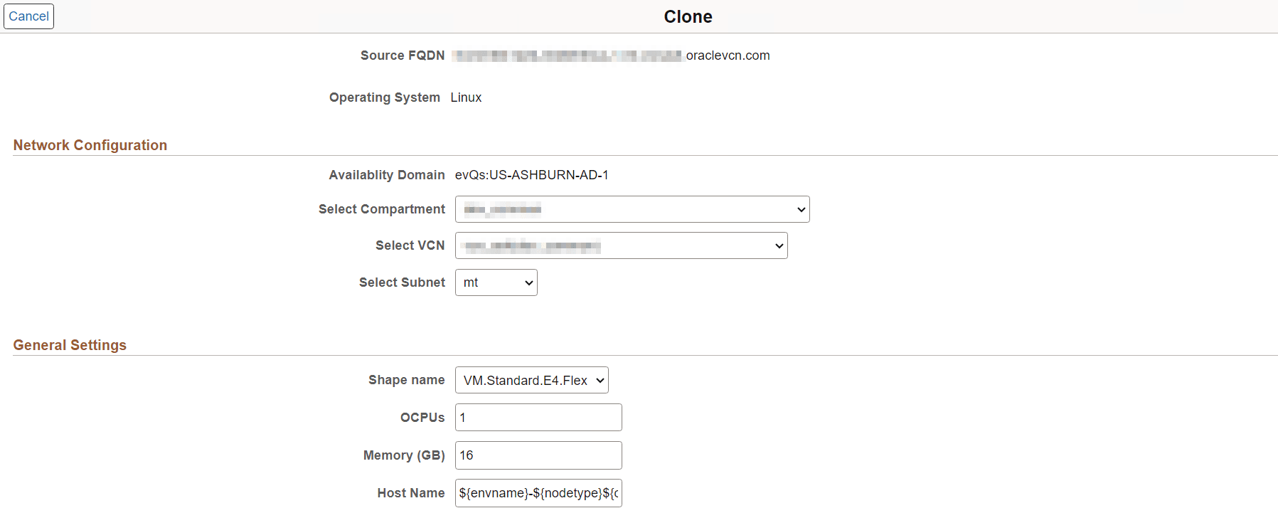 Configuration for New DBS Clone