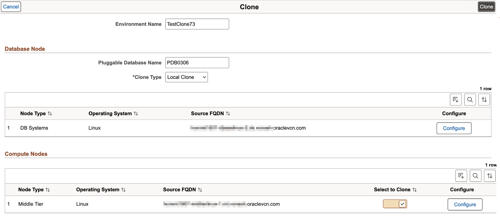 Clone Environment with DBS
