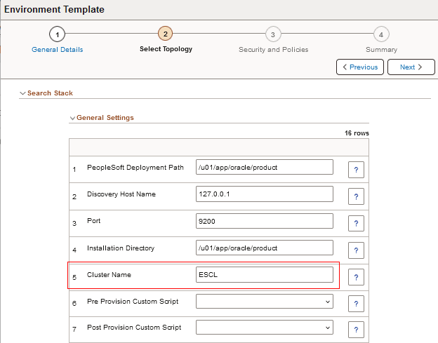 Select Topology page - Search Stack, 1 of 2