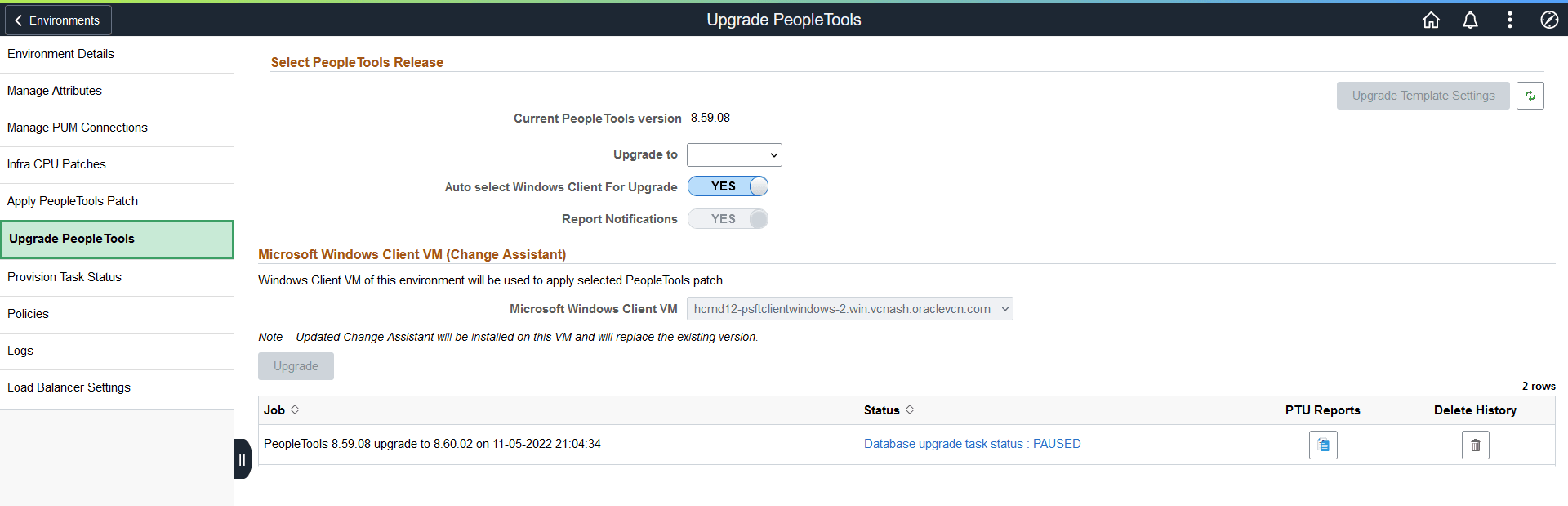 PeopleTools Upgrade Paused