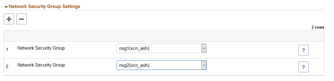 Network Security Group Settings