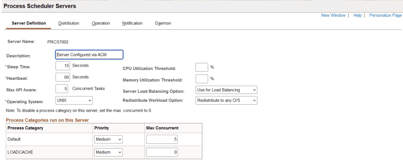 Process Scheduler Server Configuration