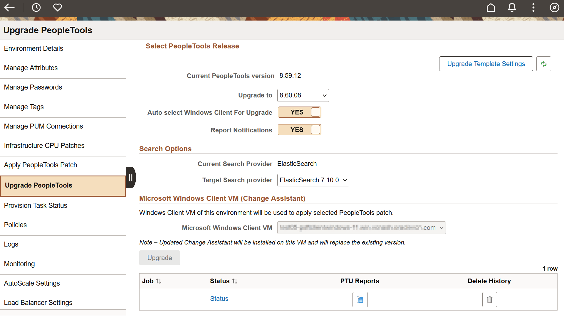 Upgrade PeopleTools page