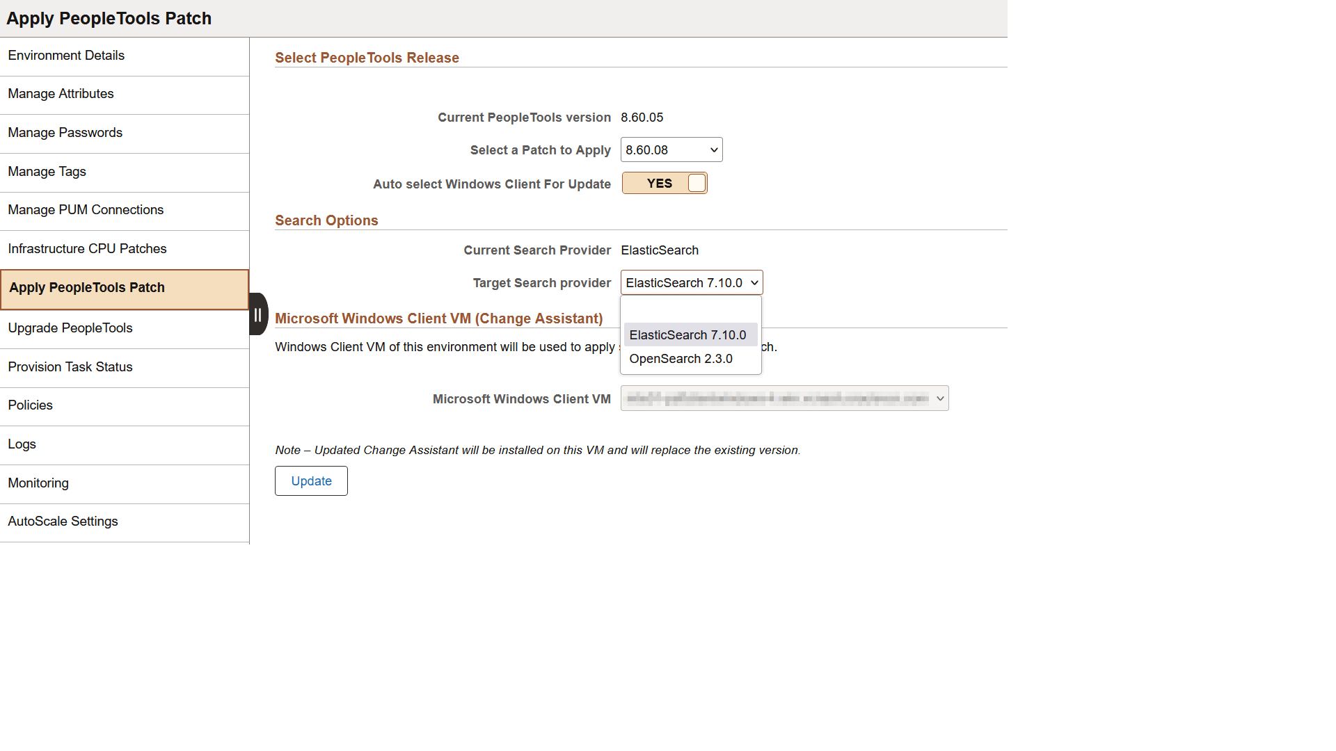 Apply PeopleTools Patch page