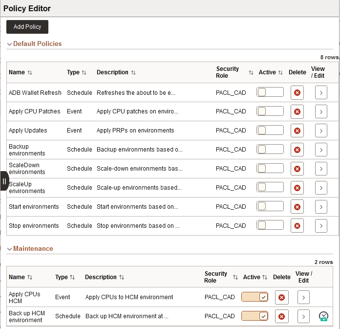 Policy Editor page with Policy Group