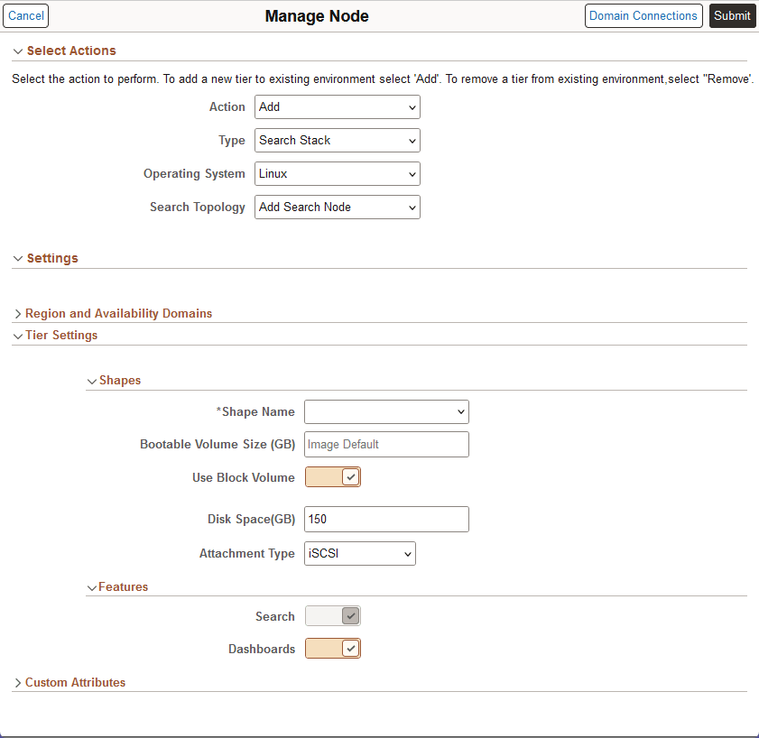 Manage Node page - add Search Stack node