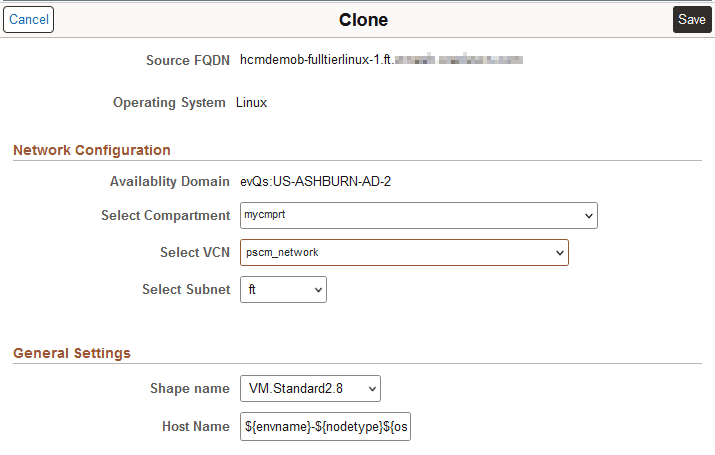 Clone page for configuring compute nodes
