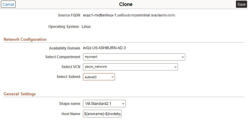 Cloning Configuration page for Compute Nodes