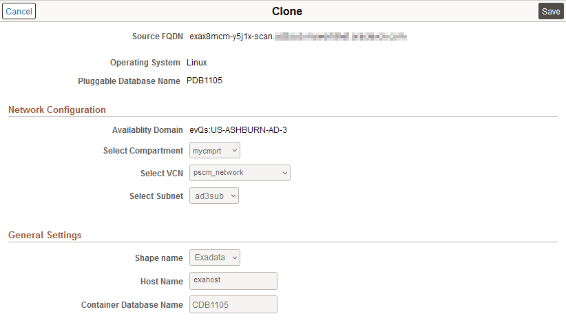 Configuration for Exadata Local cloning