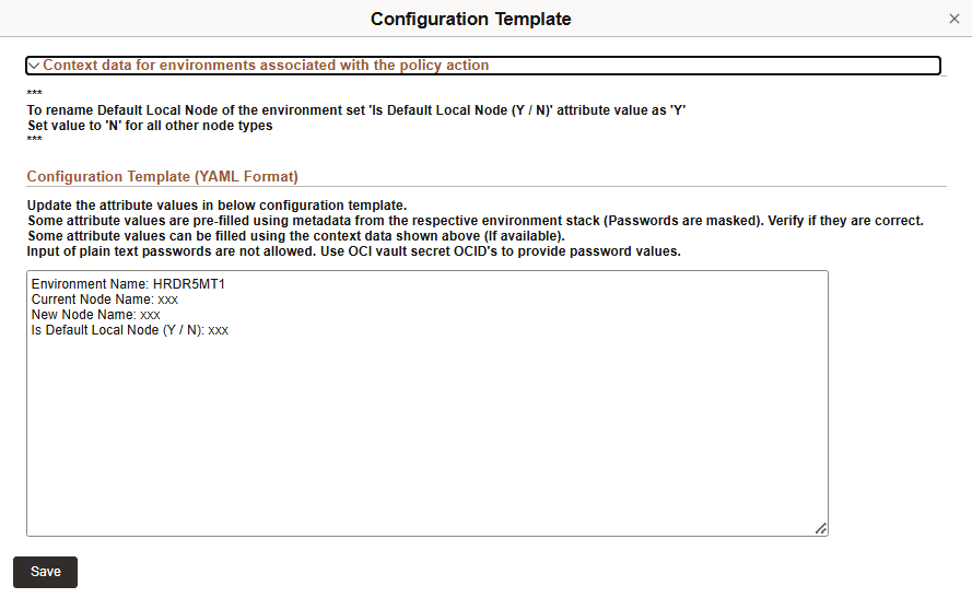 Configuration Template for Rename Node
