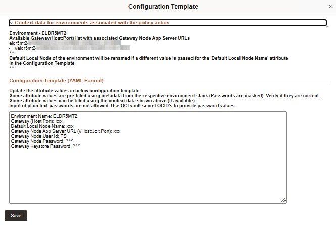 Configuration Template for configuring Local Gateway