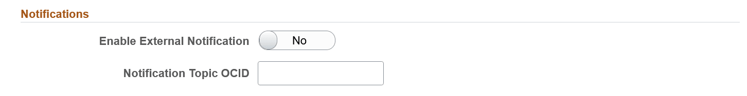 Notifications section on Infrastructure Settings page