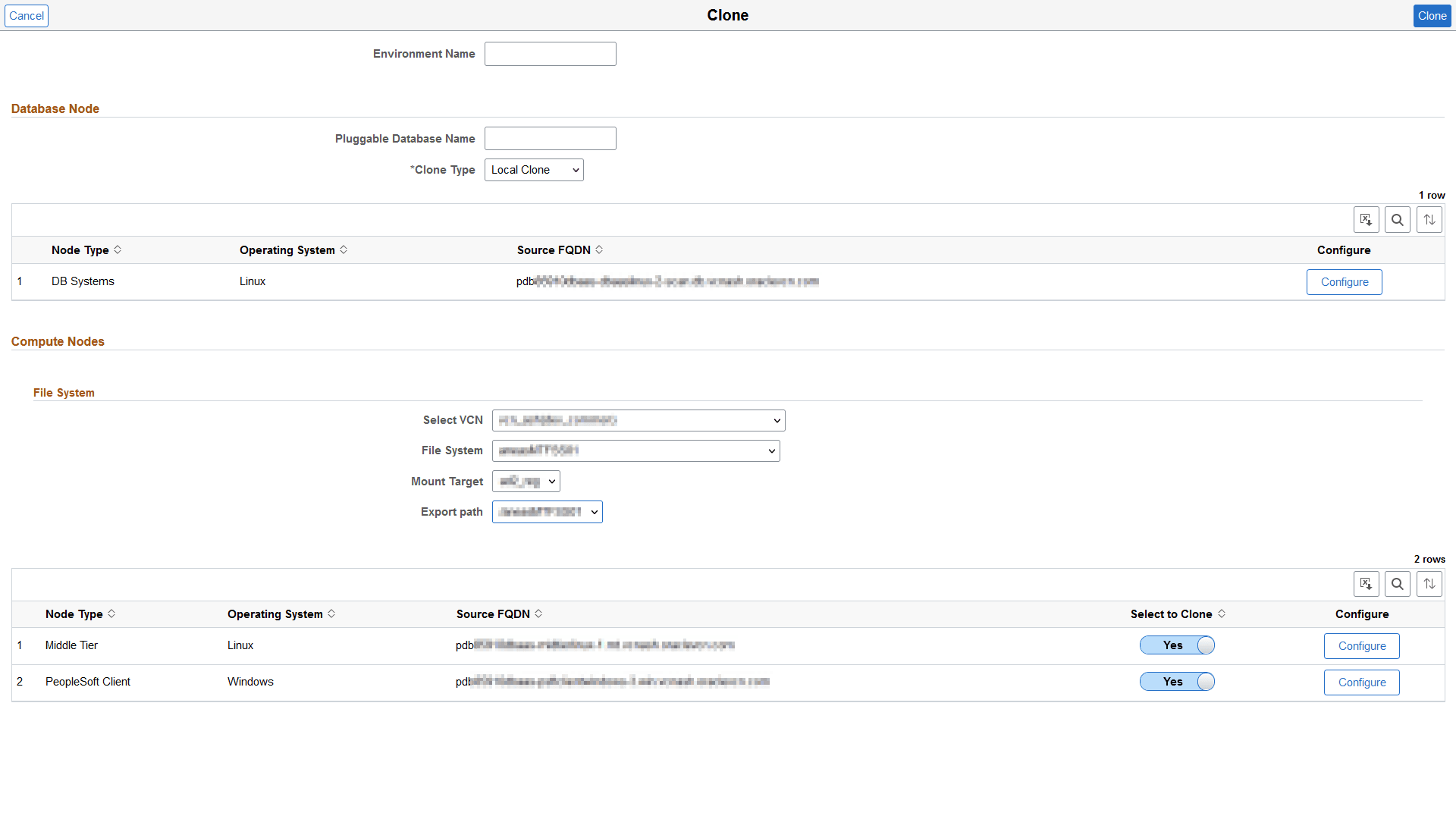 Clone Environment with DBS and File System.
