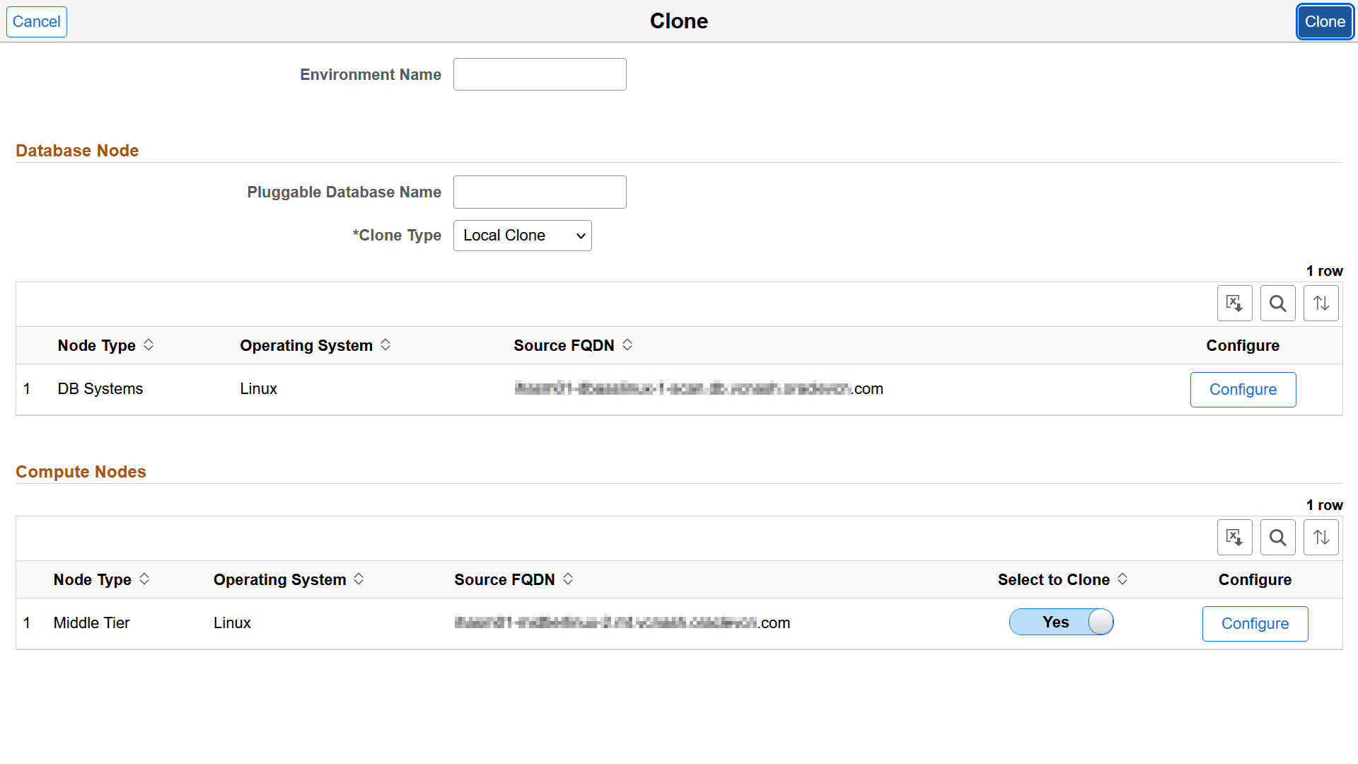 Clone Environment with DBS