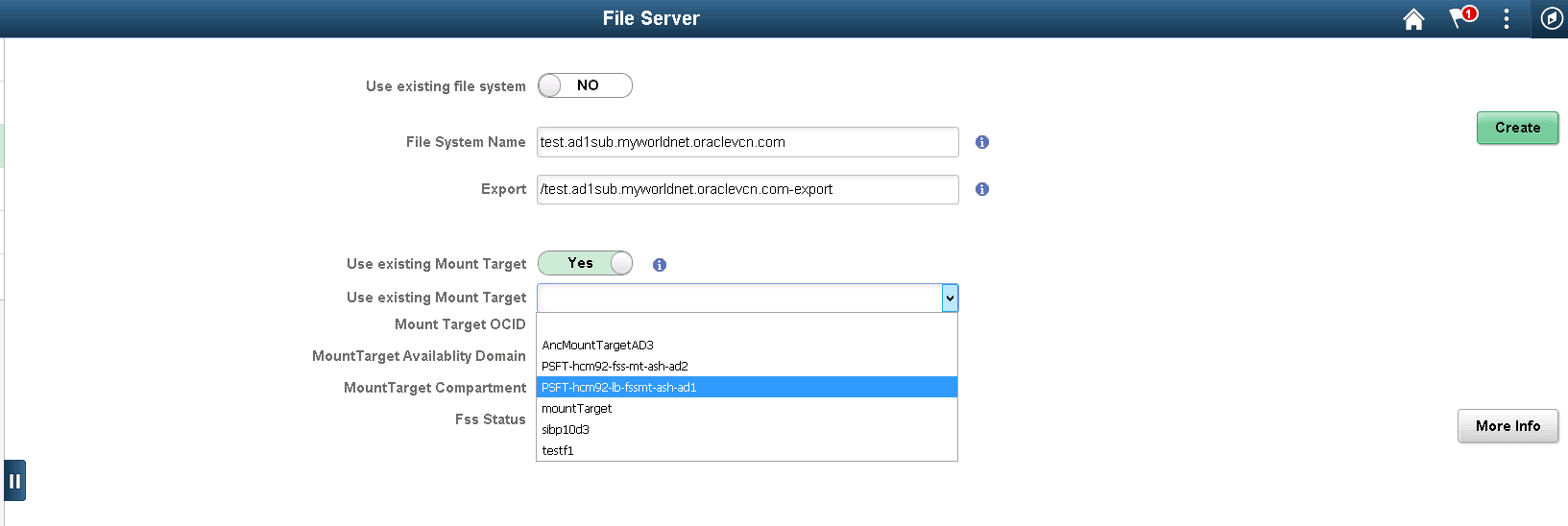 Creating New File System and Export with Existing Mount Target