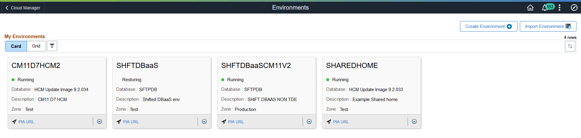 Restoring Environment