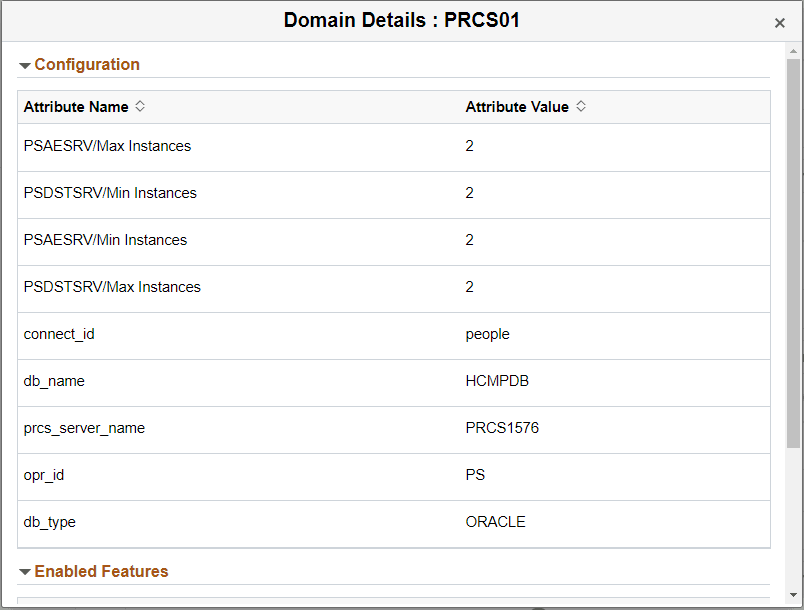 Example Domain Details for Process Scheduler - Configuration