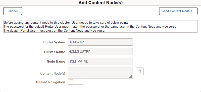 Add Content Node dialog box
