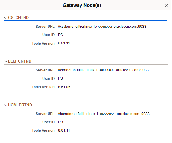 Gateway Node page for Portal System node