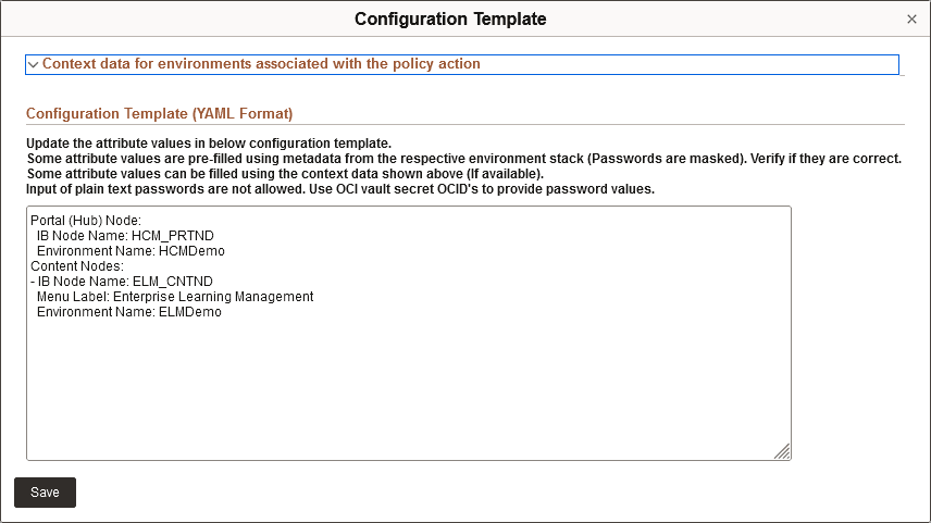 Configuration Template for Policy Action Register Remote Folder