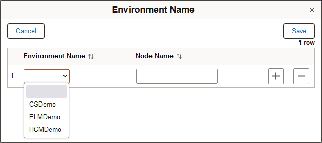 Environment Name dialog box